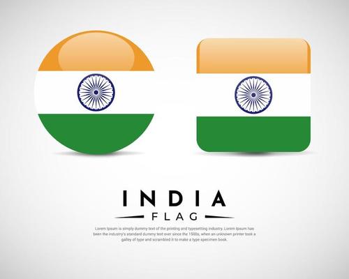 Realistic India flag icon vector. Set of India flag emblem vector