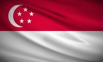 Realistic wavy flag of Singapore background vector. Singapore wavy flag vector