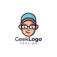 Nerd head logo design vector