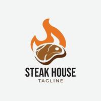 Retro steak logo design template vector