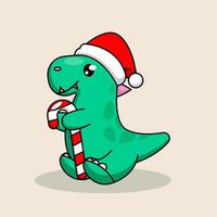 mascota de dino de navidad vector