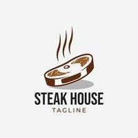 Retro steak logo design template vector