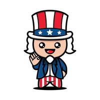 Cute mascot of fourth of july vector