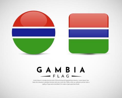 Realistic Gambia flag icon vector. Set of Gambia flag emblem vector