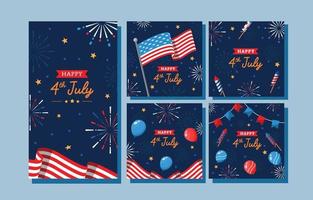 4th July Firework Social Media Collection vector