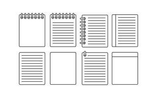 conjunto de iconos de línea de papel de notas para diseño gráfico vector