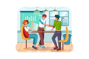 Three man having business meeting in the office vector