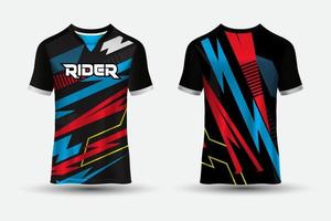 jersey abstracto azul y rojo adecuado para carreras, fútbol, juegos, motocross, juegos, ciclismo. vector