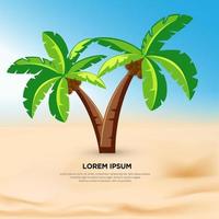 Fresh palm tree design isolated on beach background vector