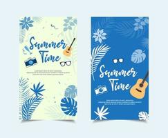 Wonderful summer time design template stories collection vector. vector