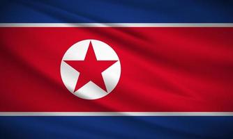 bandera ondulada realista del vector de fondo de corea del norte. vector de bandera ondulada de corea del norte