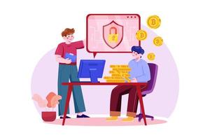 Crypto Protection Flat Illustrations Concept vector