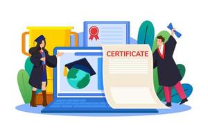 Graduating students and degree concept with academic staff symbols vector