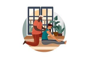 Couple doing exercise in the home vector