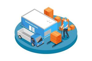 Warehousing flat Illustration concept vector