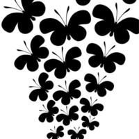 Vector silhouette of a butterfly. Black butterfly group design. Isolated on a white background. Illustration