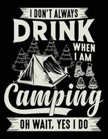 feliz camping tipografía vector t-pantalones diseño, ilustración, obras de arte vintage