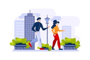 Two people are outdoor jogging. vector