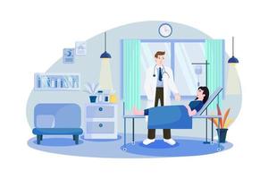 Doctor visits patient in the hospital ward vector