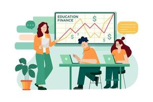 concepto de ilustraciones planas de educación financiera vector
