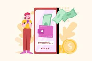 transacción de dinero en línea vector