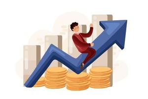 Businessman riding on profit arrow vector