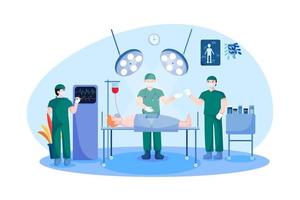 Surgeons team surrounding patient on the operation table vector