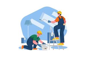 Construction worker painting wall vector