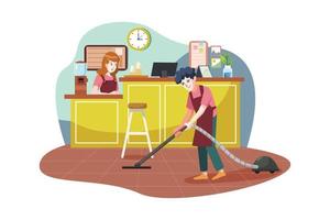 People working in a coffee shop flat Illustration concept vector