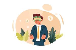A businessman hides his eyes for the money vector