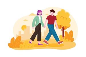 Romantic Couple walking holding hands vector