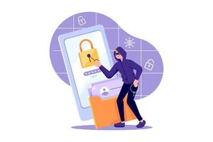 Account Hacking Flat Illustrations Concept vector