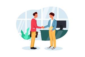 Customer Handshaking With Marketing Agent vector