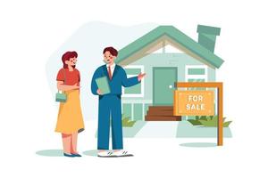 Real Estate Agent Flat Illustrations Concept vector