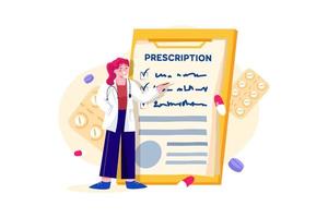 Doctor Prescription Flat Illustrations Concept vector