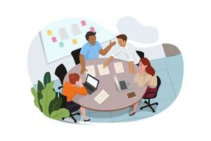 Group of people working out business plan in an office vector