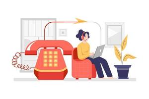 Helpful call service from home vector