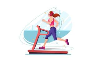 Girl works out on the treadmill vector