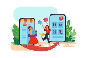 concepto de ilustración de compras en línea. ilustración plana aislada sobre fondo blanco vector