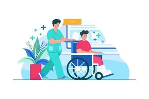 Nurse Pushing Wheelchair Of Patient