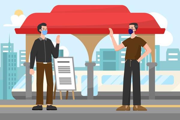 Social Distancing Illustration concept. Flat illustration isolated on white background