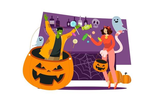 Halloween Illustration concept. Flat illustration isolated on white background