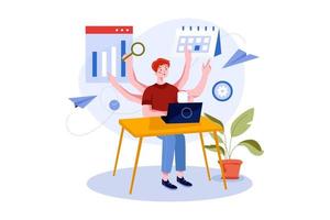 Multitasking Flat Illustrations Concept vector