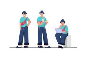 Character Poses Flat Illustrations Concept vector