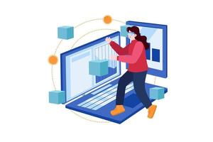 Girl working Virtually vector