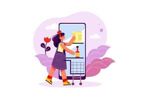 Woman Doing Online Shopping vector