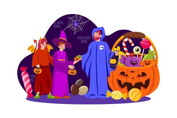 Halloween Illustration concept. Flat illustration isolated on white background