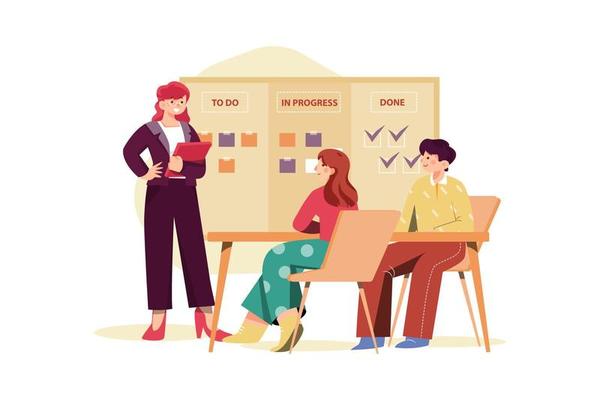 Scrum Meeting Flat Illustrations Concept