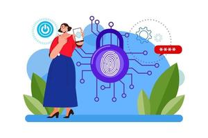 Biometric Security flat Illustration concept vector