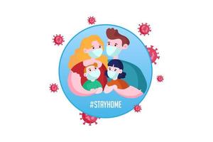 A family is social isolated with the slogan stayhome. vector